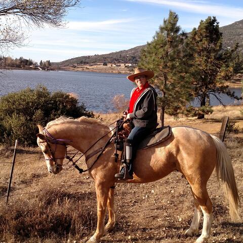 Darlene Nowak on horseback