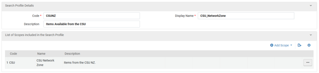 An example of a filled in Search Profile with a Deep Link Search Scope Index. 