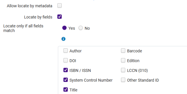 an example of the Locate Profile settings. 