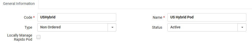 The Rota settings with USHybrid as the code and US Hybrid Pod as the name. 
