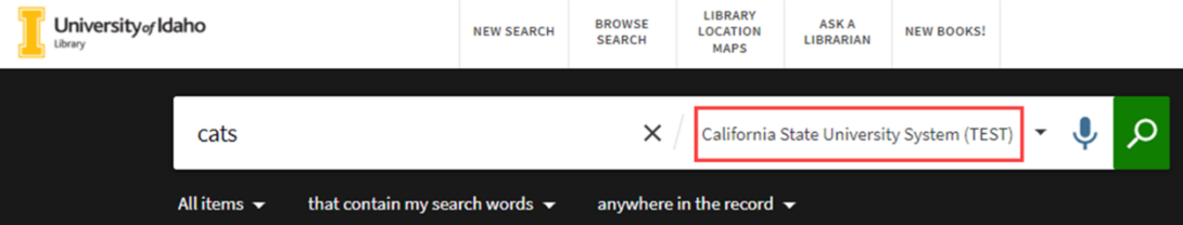 A Primo search with the CSU Network Zone Search Profile. 